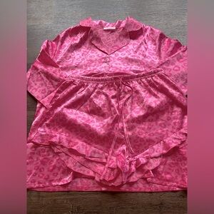 Pink Leopard Print Pajama Set